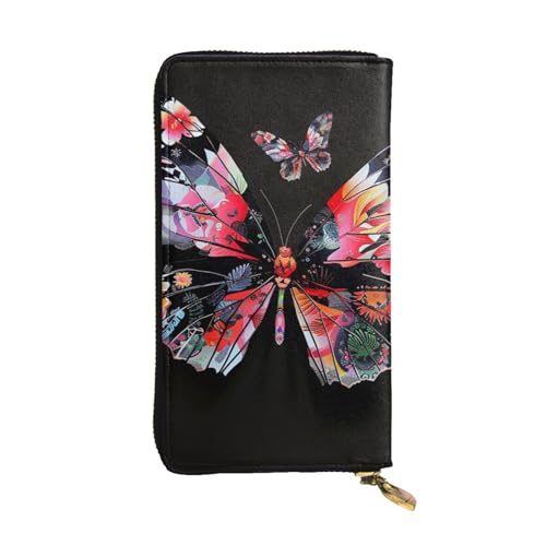 Pretty Butterfly Print Printed Long Wallet for Women Men Cute PU Leather Wallet with Coin Purse and Credit Card Holder