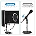 Microphone Isolation Shield, HAKUTA Microphone Isolation Shield with Stand and Pop Filter, High-Density Absorbent Foam to Filter Vocal, Foldable Sound Equipment for Studio, Broadcasting