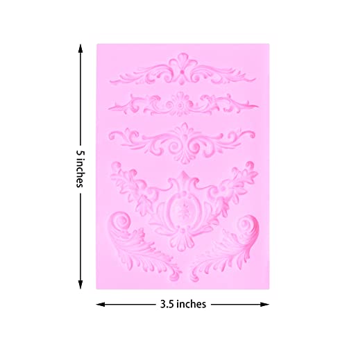 FYZ Brothers Royal Lace Baroque Scroll Collection Silicone Fondant Mold for Chocolate, Sugar Craft Cake Decoration Kit, Fondant Candy Silicone Mold