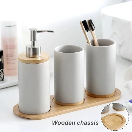 Soporte para cepillo de dientes y vaso de baño gris moderno 3