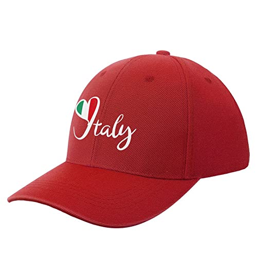 NIBABA Casquette de baseball pour femme Love Italie - Casquette de sport pour homme - Casquette de baseball réglable - Taille unique, Rouge, 6 3/4-7 1/2 Cover