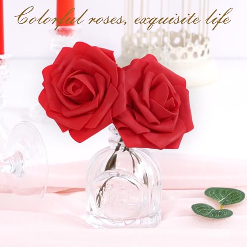 BLEUM CADE 36Pcs Artificial Flowers Fake Roses with Stems, Red Boxed Foam Roses for DIY Bouquets Centerpieces Wedding Party Arrangement Bridal Shower Decor by BLEUM CADE - Used condition - Image 4