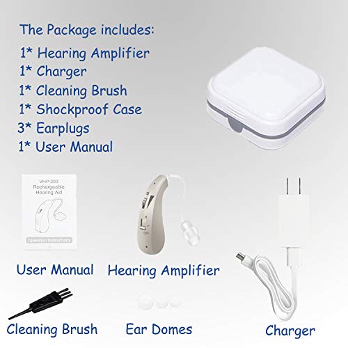LAIWEN Digital Hearing Amplifier BTE Rechargeable RIC Sound Voice Amplifier with Volume Control, Noise Reduction Feedback Cancelling, for Adults and Seniors, Fit to Either Ear - Thumbnail 5
