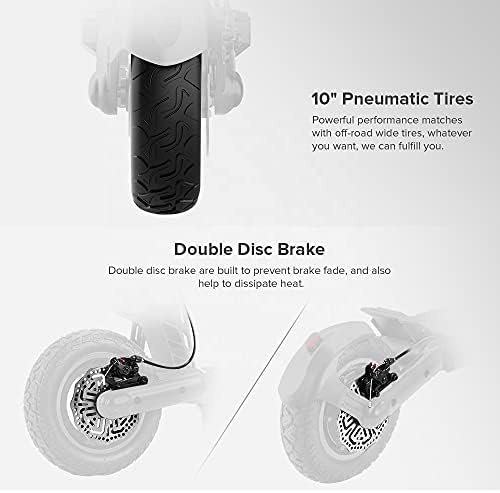 Diagram showing 10 inch pneumatic tires and double disc brake