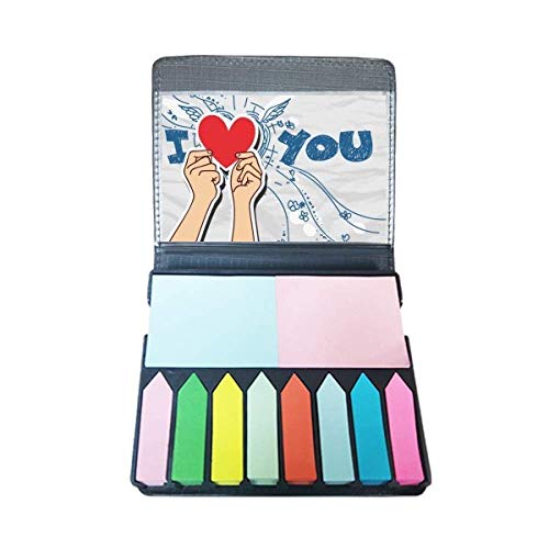 Note auto-adhésive cœur I Love You avec marque-pages de couleur pour bureau