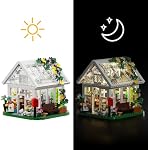 Flower House Building Set, Garden House Building Set with LED Light, Creative Building Playset, Build Beautiful Greehouse Model,Great Toys for Friends and Girls (597 Pieces)