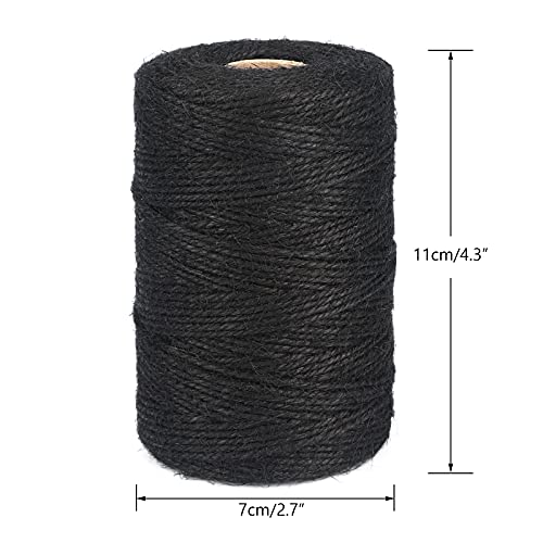 Image of KINGLAKE Natural Jute Twine - 656 Feet, Arts & Crafts, Christmas, Durable Packing String, Black