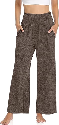 Image of TARSE Womens Wide Leg Pants Casual Loose Yoga Sweatpants Comfy Lounge Pajama Flowy Pants Pockets