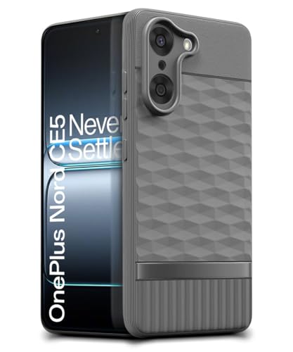 Image of WOW IMAGINE Back Cover for 1+ OnePlus Nord CE 5 5G with Hexa Cube Design | Ultra Slim Soft Rubberised Case | Inner Velvet Fabric | Matte Silicone Flexible Mobile Case | Camera Protection - Grey