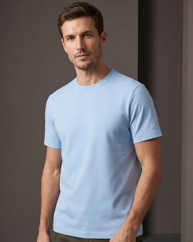 Image of NOBERO 100% Cotton T Shirts for Men Stylish | Regular Fit | Solid T Shirts for Men 180 GSM Combed Cotton | Round Neck Half Sleeve