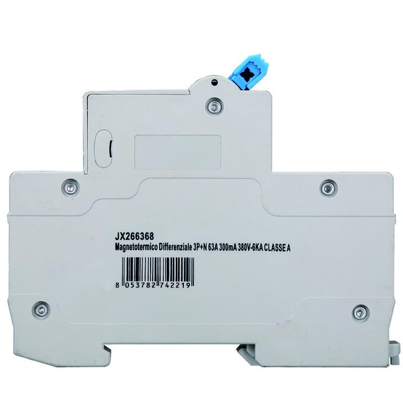 Interruttore Magnetotermico Differenziale 3P+N 63A 300mA 380V-6KA CLASSE A 300mA per Guida DIN - 4 Moduli DIN - Protezione Circuiti e Sicurezza Impianti