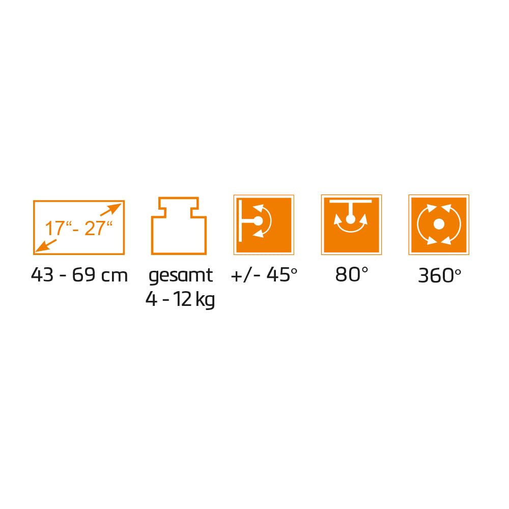 myWall Höhenverstellbarer Tischständer für 2 Flachbildschirme 17" - 27", Belastung 2-6 kg (Pro Bildschirm), VESA