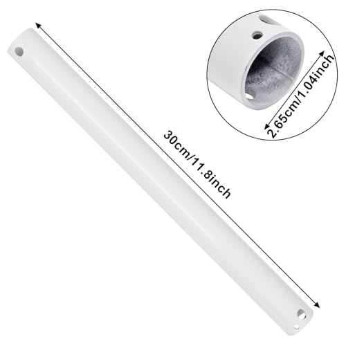 Image of 12 Inch Ceiling Fan Extension Rod, 1 Inch Outside Diameter Not Threaded Ceiling Fan Downrod, White