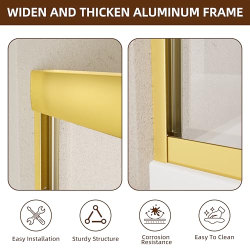 Image of Royal Guard Double Sliding Shower Door,56-60 inch W x 70 inch H，Brush Gold