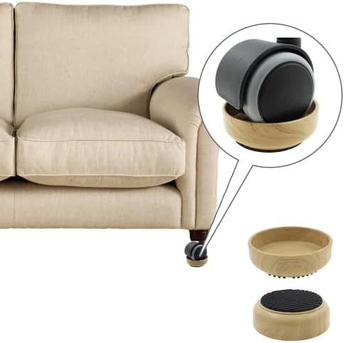 Miniatura 2 de Lifeswonderful - 4 tazas de ruedas con base de goma efecto madera - Antideslizantes - Protege tus suelos y evita que los muebles se muevan o rueden