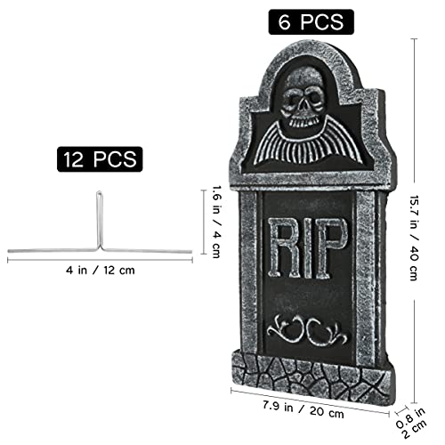 ABOOFAN 6 peças, decoração e acessórios de tombstone de Halloween e casa assombrada reutilizáveis
