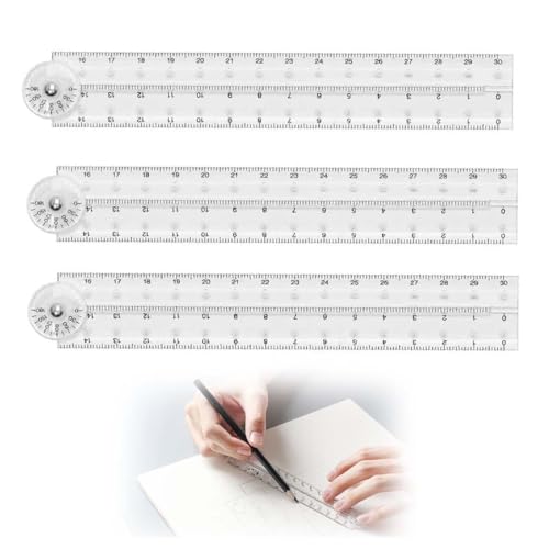 Lot de 4 Règles Pliables en Plastique Souple, Idéal pour Écoliers et Professionnels, Accessoire de Papeterie Flexible et Durable,Règle Pliable Plastique...