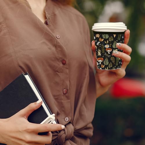 Image of Reusable Insulated Sleeve for Iced Coffee Cup, Coffee Neoprene Sleeve for Cold & Hot Drinks, Beverage Holder for Iced Coffee (Mushroom Mirage, Large: 32oz)
