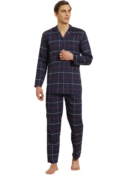 Image of SOJANYA (Since 1958 Men's Cotton Checked Nightsuit Set