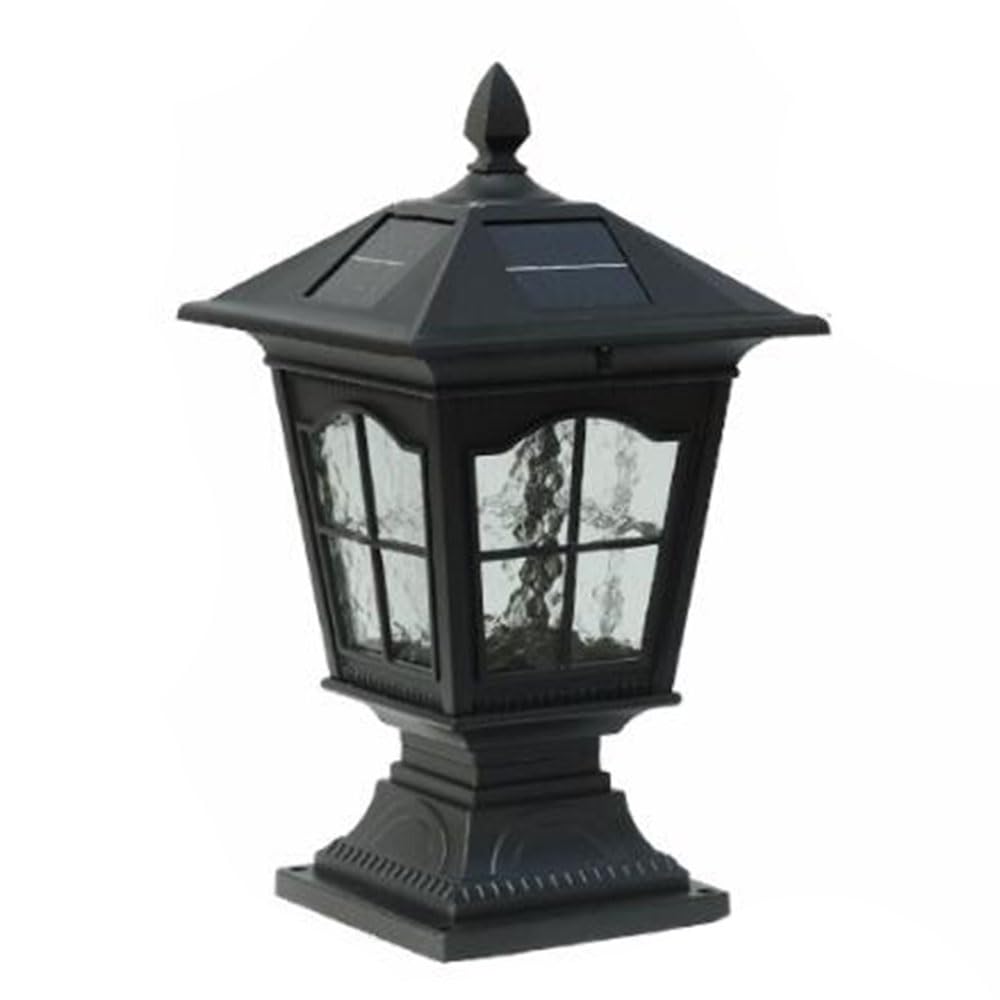 Solar Lights Outdoor 1 Pack Waterproof Solar Powered Garden Lights Farmhouse Rustic Vintage Pillar Light Exterior Pillar Lantern