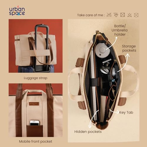 Image of Urban Space Women Tote Bag with Laptop compartment, Handbag for Work, Ladies purse, Stylish Shoulder Bag, Laptop ipad Tote Bags For Office Use, Gift for Women