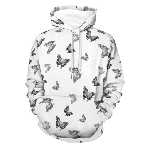 Hoody Sweatshirt Pull Homme Femme Papillon Gris S