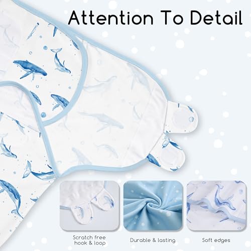 Image of Cotton Swaddles for Newborn, Baby Newborn Swaddle 0-3 Month | 2-Pack Soft Adjustable Newborn Swaddle Sleep Sack, Baby Girls & Boys,Wrap Nursery Infant Swaddling Blankets Blue Whale