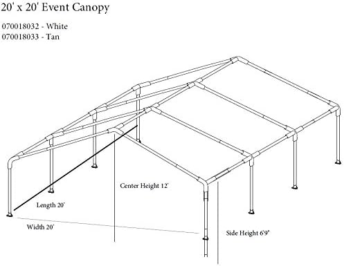 Miniatura 6 de Impact Canopy, toldo abierto para eventos de 20 x20 x12 pies (8 piernas), portable, ideal para fiestas y bodas