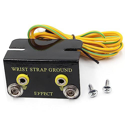 Image of Anti Static Socket Ring Ground Connector with 5.74ft Terminal Cable for ESD Wrist Strap Grounding