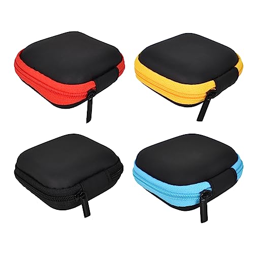 Conjunto de 4 Fundas de Almacenamiento para Auriculares, Estuche Rígido con Compartimento de Malla, Mini Funda Protectora para Auriculares, Bolsa para Cables y Llaves (4 Colores)