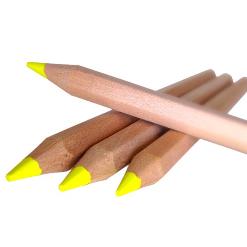 Eco Highlighter Pencils - Set of 4 YELLOW - Will Not Bleed or Dry Out - Great for Left Handed Does not Smudge