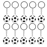 10 Stück Fußball Schlüsselanhänger Fußball Party Geschenk für Schule Fußballclub Fußballfans PVC-Material Durchmesser 3CM