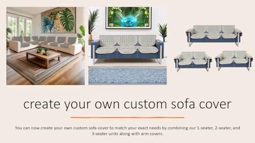 Image of Premium Chenille Woven Anti-Slip 3 Seater + 2 Seater Sofa Cover | L-Shape Sofa Seat Protector for Living Room | Durable & Stylish Slipcover - Teal