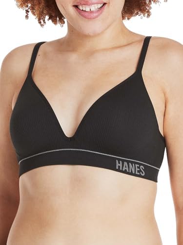 Hanes Women's Seamless Wireless Bra, Originals Ribbed Contour Bra...