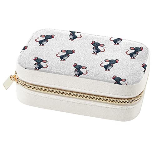 Boîte à bijoux portable en forme de souris avec compartiments bagues