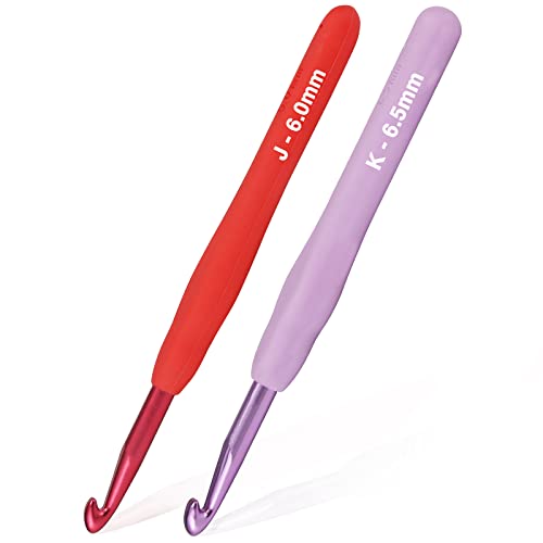 Image of YOJOB 2Pack Size J / 6mm, K / 6.5mm Crochet Hooks, Super Smooth & Ergonomic for Beginner and Advanced (6.0mm, 6.5mm)