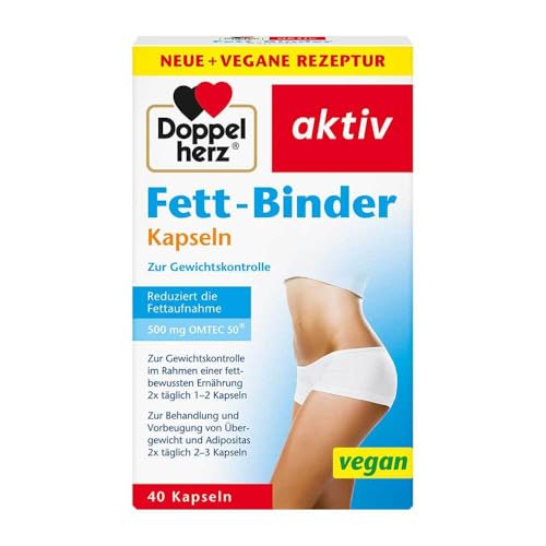 Doppelherz Fett-Binder – Medizinprodukt zur Unterstützung einer gewichtsreduzierenden Diät – 40 vegane Kapseln