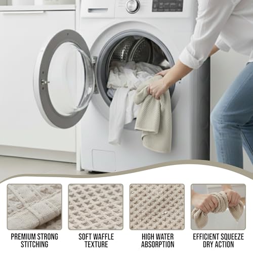 Image of Ameri-Homes 100% Cotton Waffle Kitchen Dish Cloths 6-Pack- Ultra Absorbent & Quick Dry, Counters & Kitchen Use - Soft, Durable & Lint-Free13.50X13.50 inches (Off-White)