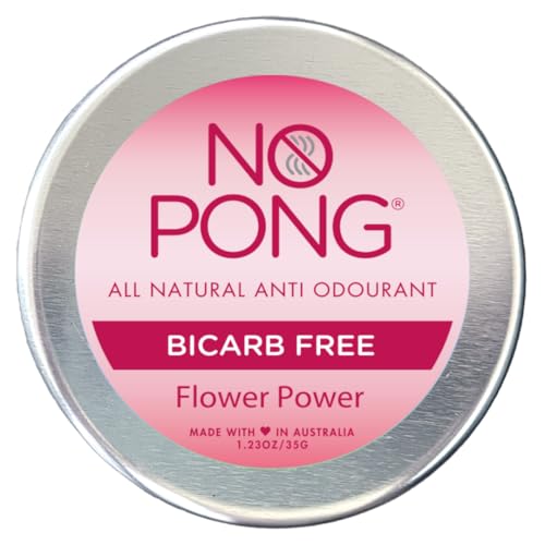 No Pong Flower Power Bicarb Free 35g - Natural Deodorant for Sensitive Skin - Bicarb Free, Australian Made, Zero Plastic