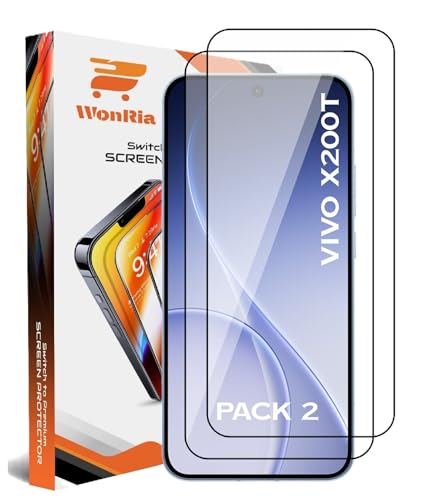 Image of WonRia Pack 2 - Tempered Glass for Vivo X200T 5G [1 Month Warranty] Edges to Edge 9H Hardness Screen Glass Protector with Easy Installation kit
