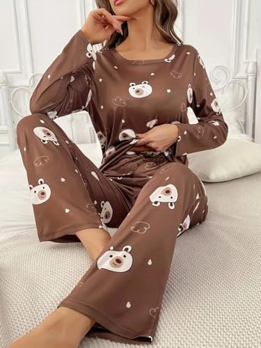 Image of Louis Luxe Womens Korean Night Dress || Full Pyjama Set || Korean Nightsuit || Women Nightwear ||Round Neck Full Sleeve Nightsuit || Loungewear || Everyday Nightdress (ND-02)