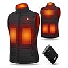 UNBON Chaleco Calefactable Hombre con Batería USB 10000mAh, Chaleco Térmico Eléctrico Polar, Chaleco Calentador con 3 Temperaturas 6 Zonas Calefactables, Chaleco Calefactor para Moto Caza
