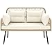 Outsunny Gartensofa mit Kissen 2-Sitzer Sofa Outdoor Balkon Sofa Rattansofa Polyrattan Gartenmöbel Balkonmöbel 115 x 61 x 82 cm Naturholz