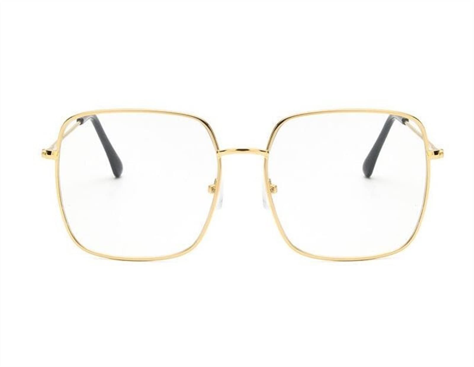 Reading glasses, 2022 Square Frame Vintage Eyegalsses, Clear Lens Eyeware, Oversized Metal Frames, Optical Glasses for Women, Gold Clear
