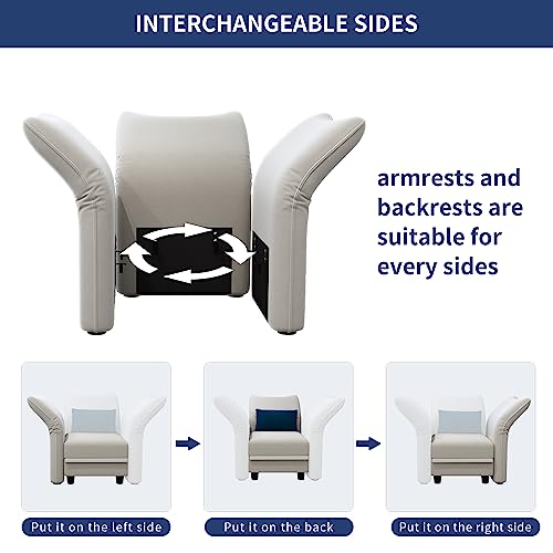 Llappuil Velvet Modular Sectional Sofa 127.7" 7-Seater U Shaped Couch With Storage, High Back Recliner Couches With Chaise For Living Room, Anti-Scratch White #TOP4