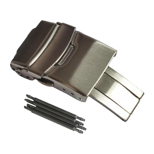 Watch Band Clasp Deployment Clasp Replace Heavy Duty Safety Milled Clasp Folding Stainless Steel Buckle Fasten for Men Women, 22mm