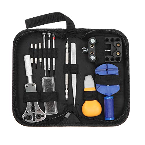 KUNSE 14pcs Portable Montre Outil de réparation kit ouvreur de Cas Lien de dissolvant Barre d'outils de Ressort Ensemble Cover