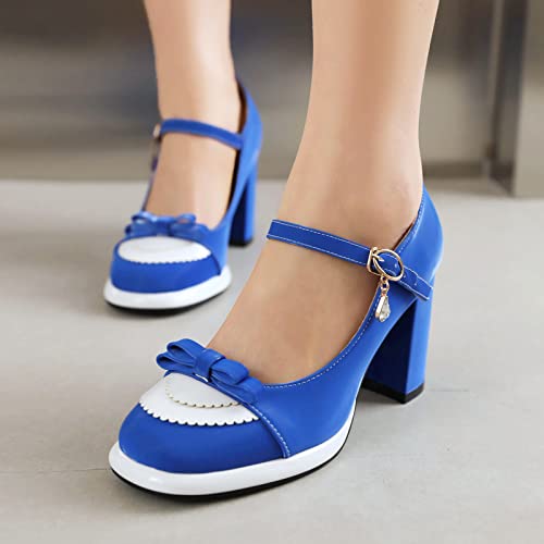 Gicoiz Party Block High Heels Women Mary Jane Bowtie Pumps3