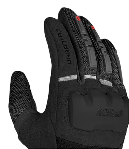 Image of Rynox Urban Pro 2 Gloves - Cuff Length Motorcycle Riding Gloves | Impact Protection | Scaphoid Protection | Abrasion Resistance - All Black, Small