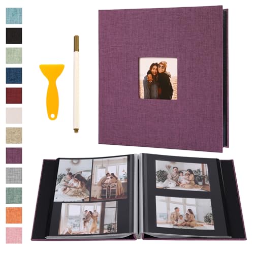 Self Adhesive Photo Album Scrapbook 13.2x12.8 Purple 60 Pages